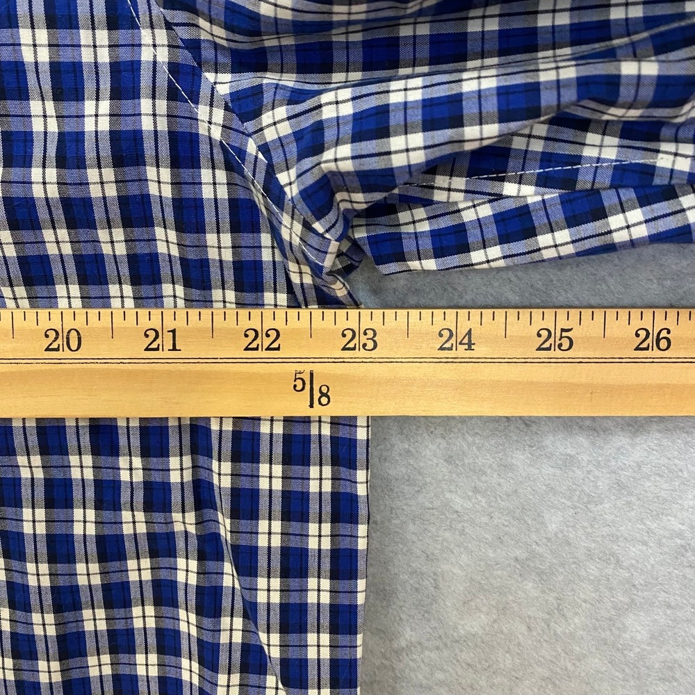 LL BEAN Men's Large Regular Blue Plaid Long Sleeve 100% Cotton Button Down Shirt - Picture 5 of 7